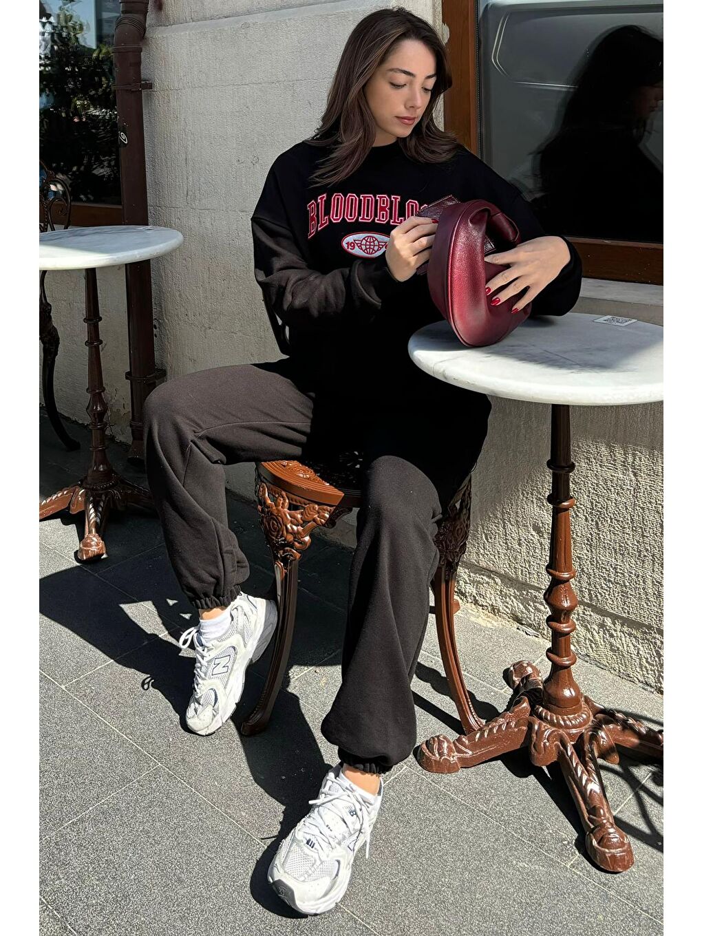 Siyah Bisiklet Yaka Alt Üst Eşofman Takım Mg2213