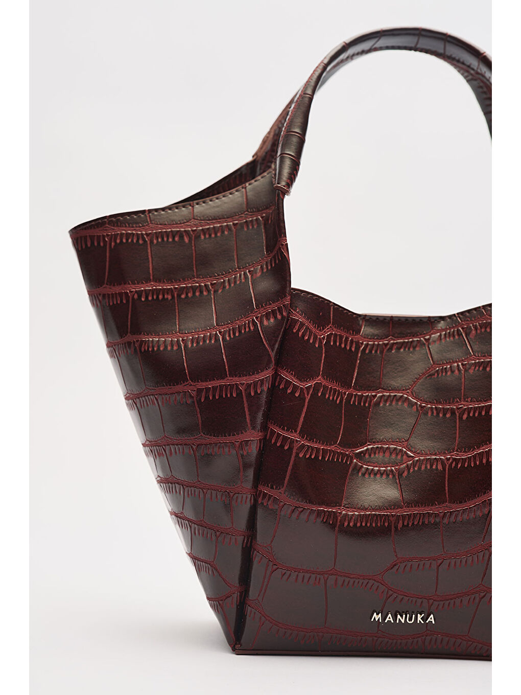 Tara Kabartma Deri Çanta Bordo-6