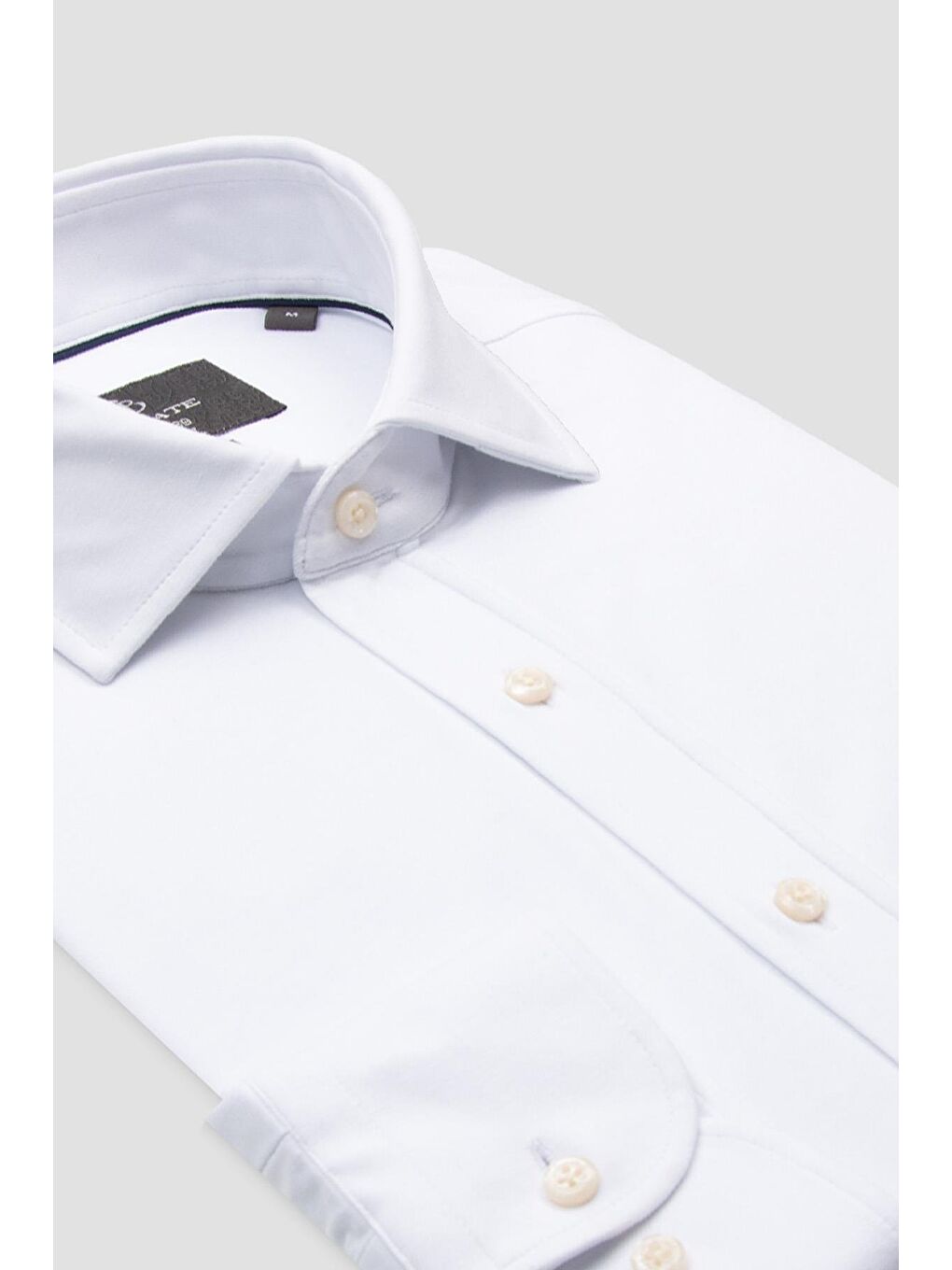 Stefano Jersey Pamuk Karışımlı Comfort Fit Beyaz Klasik Yaka Erkek Düz Gömlek-1