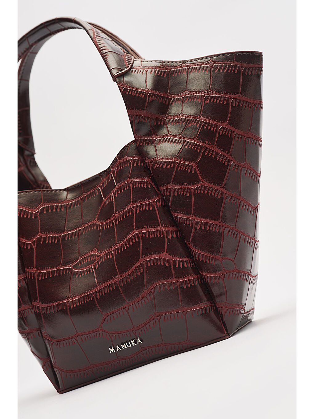 Tara Kabartma Deri Çanta Bordo-7