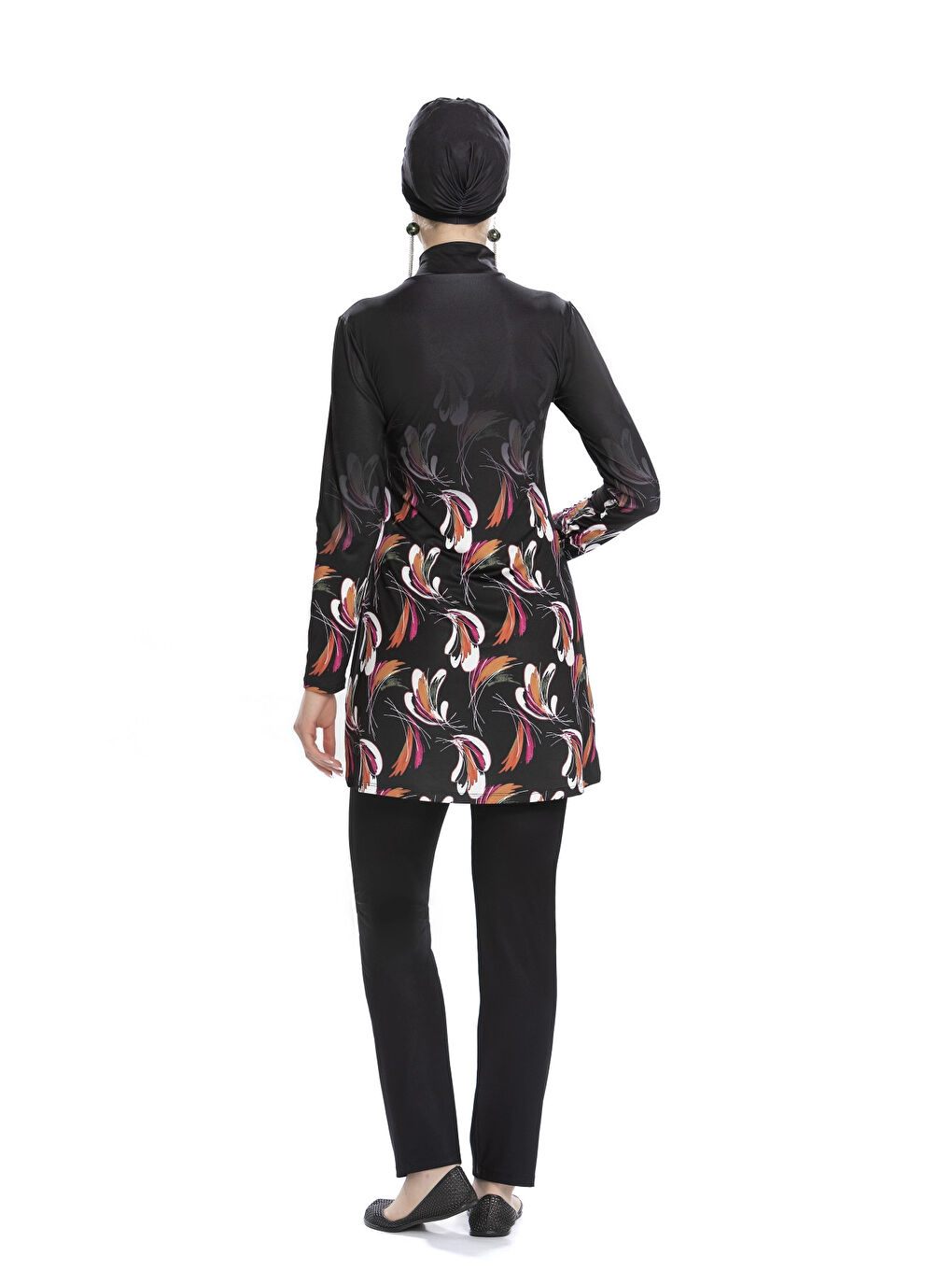 Kadın Siyah Desenli Uzun Kollu Tesettür Mayo HZL25S-AR273/01-1