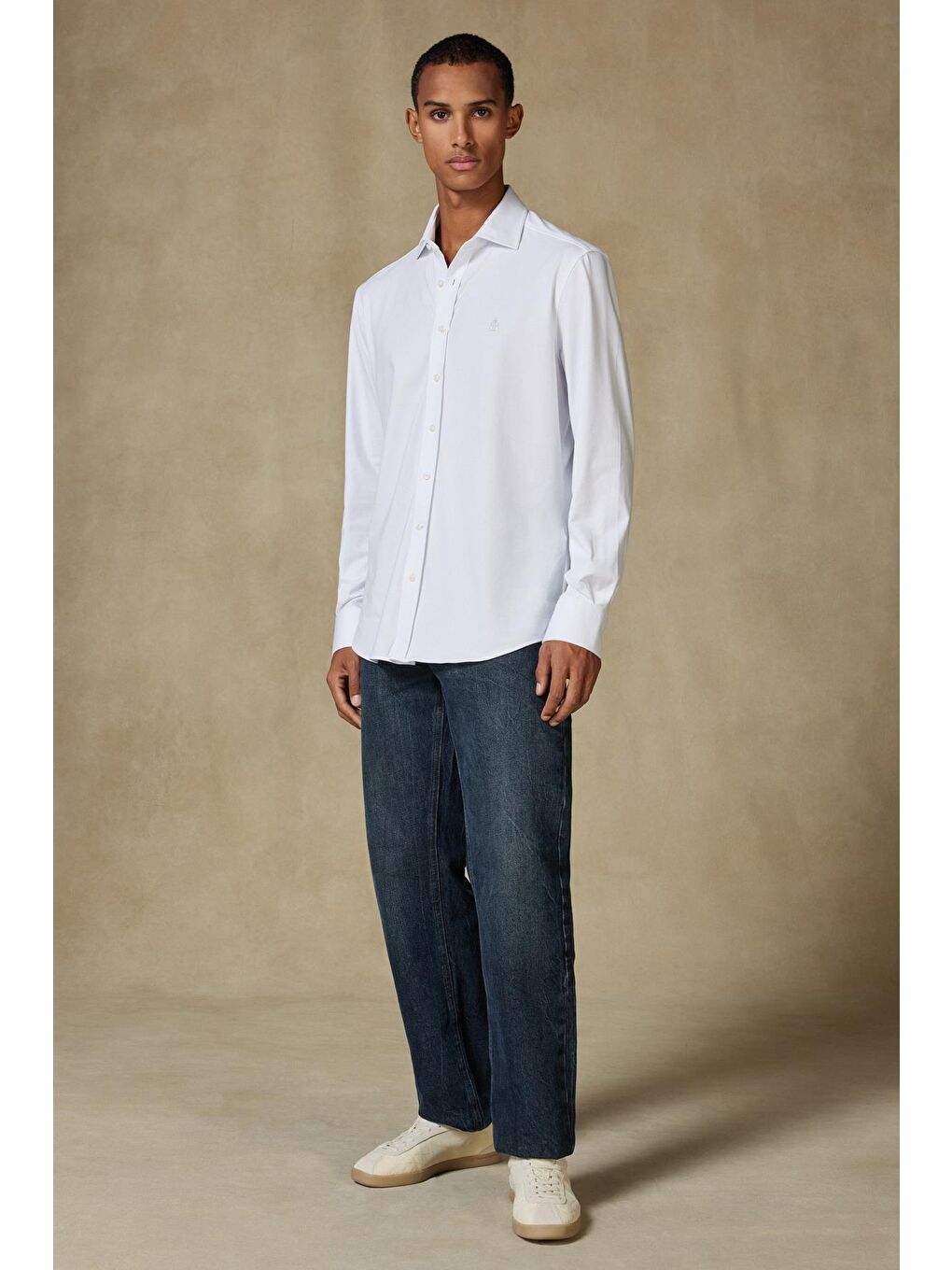 Stefano Jersey Pamuk Karışımlı Comfort Fit Beyaz Klasik Yaka Erkek Düz Gömlek-2