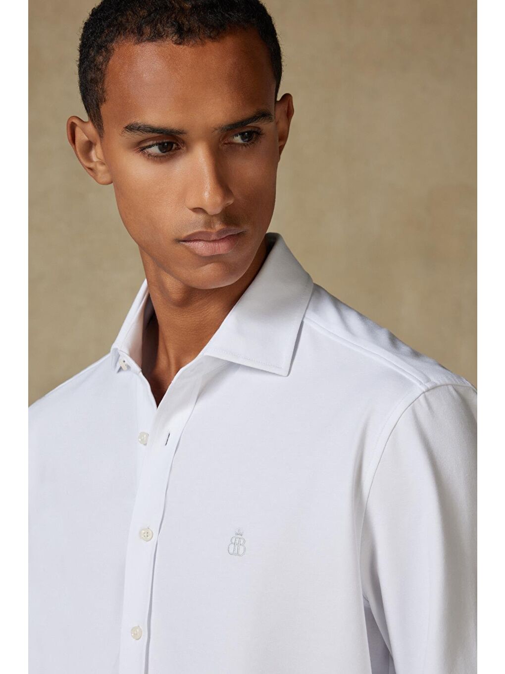 Stefano Jersey Pamuk Karışımlı Comfort Fit Beyaz Klasik Yaka Erkek Düz Gömlek-3