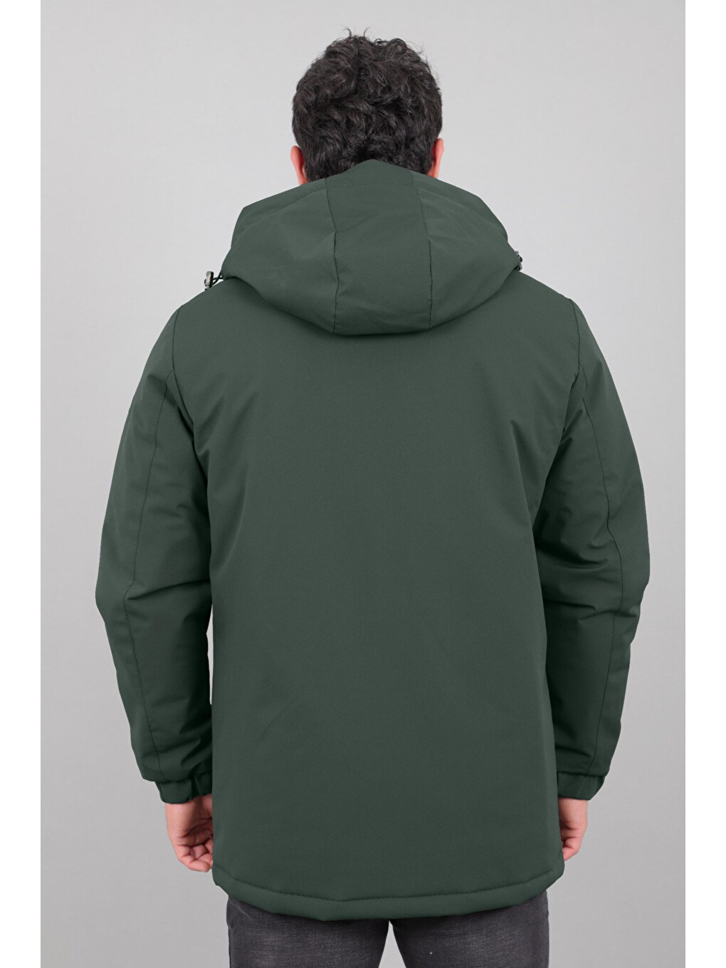 Haki Kapitoneli Torba Cep Sabit Kapüşon Kışlık Mont Pldp 3039_50527-6