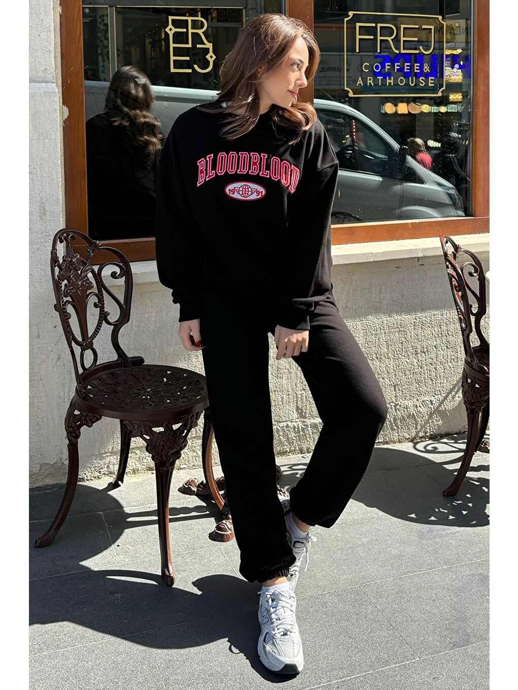 Siyah Bisiklet Yaka Alt Üst Eşofman Takım Mg2213-2