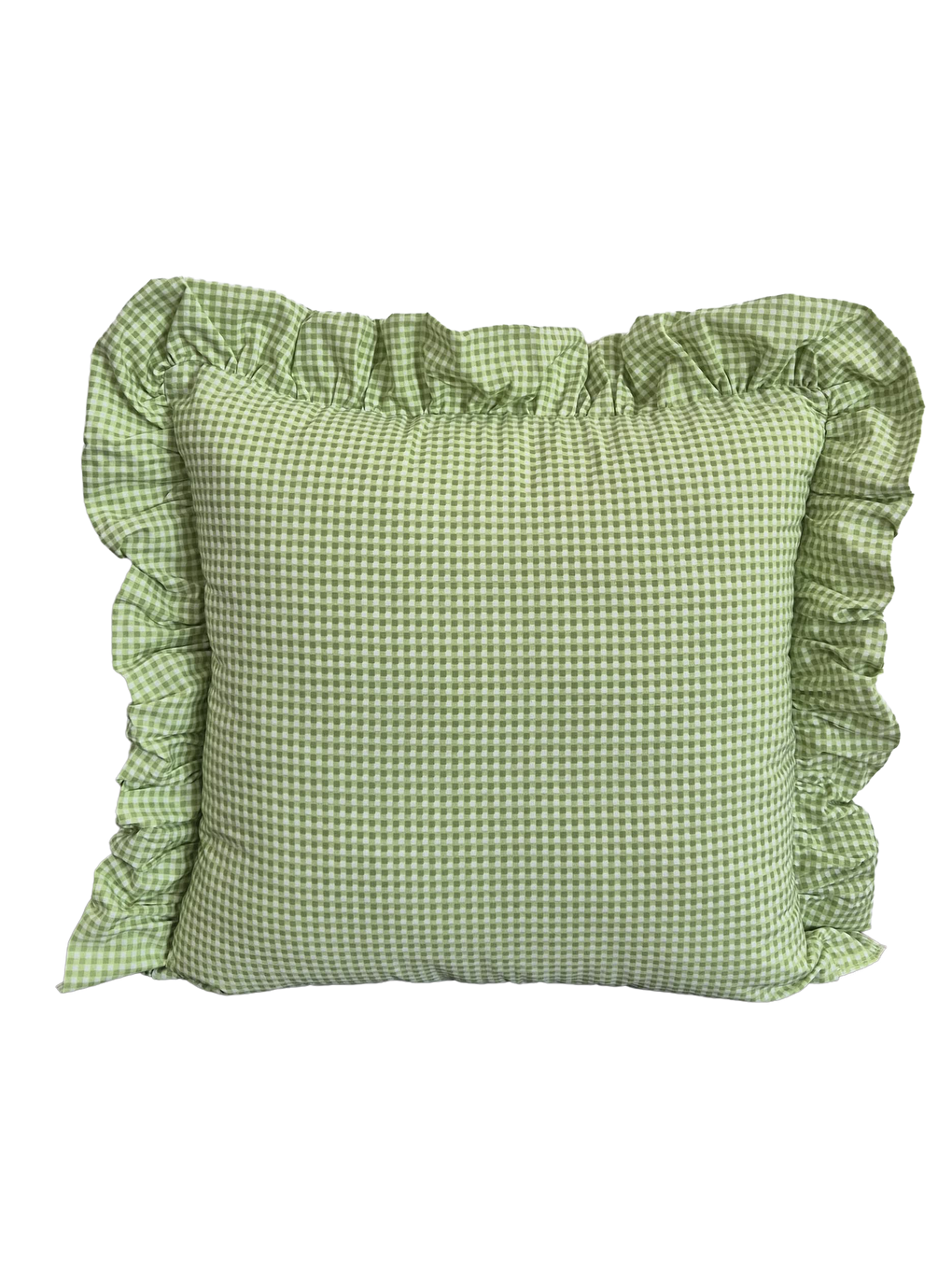 Melma Potikareli Fırfırlı%100 Pamuk  Kırlent Kılıfı - Yeşil 45x45 cm-1