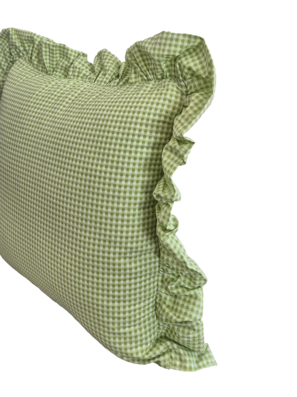 Melma Potikareli Fırfırlı%100 Pamuk  Kırlent Kılıfı - Yeşil 45x45 cm-2