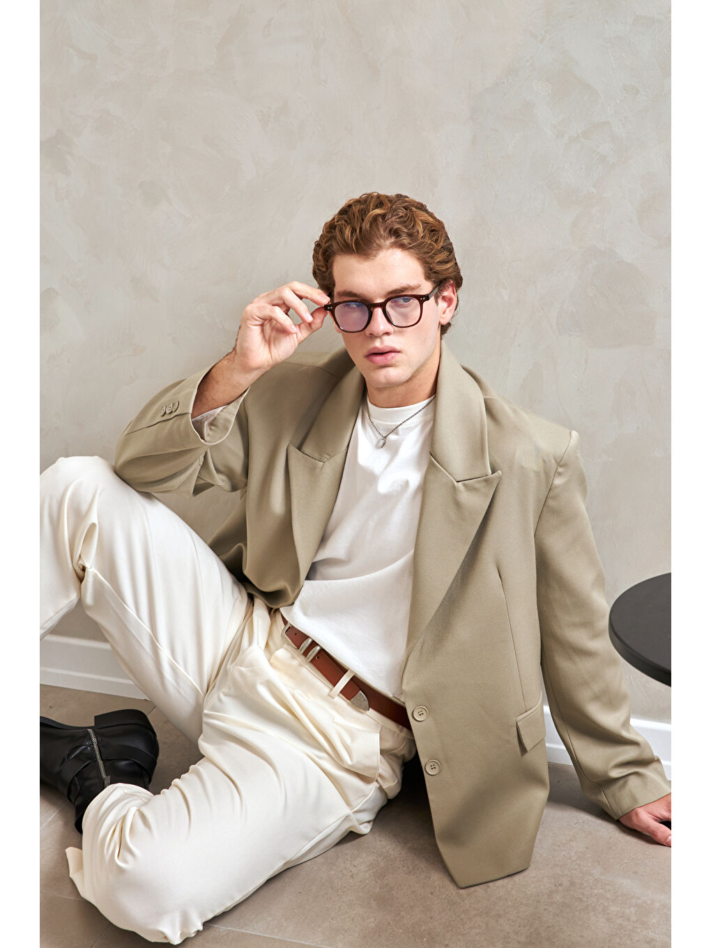 Haki Erkek Oversize Blazer Ceket-1