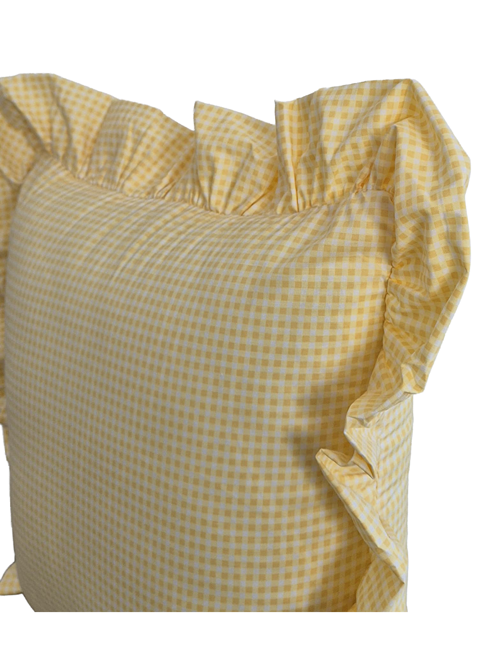 Melma Porikareli Fırfırlı %100 Pamuk Kırlent Kılıfı - Sarı 45x45 cm-2