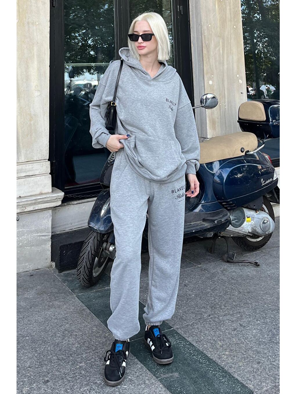 Grimelanj Kapüşonlu Sırt Baskılı Kadın Eşofman Takımı Mg2187-3