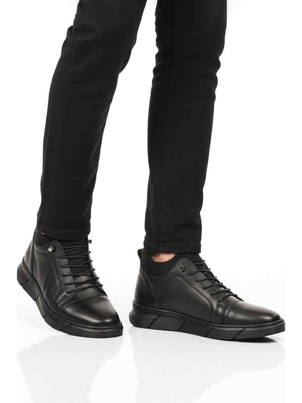 Siyah Hakiki Deri Ortopedik Erkek Casual Ayakkabı 142 M