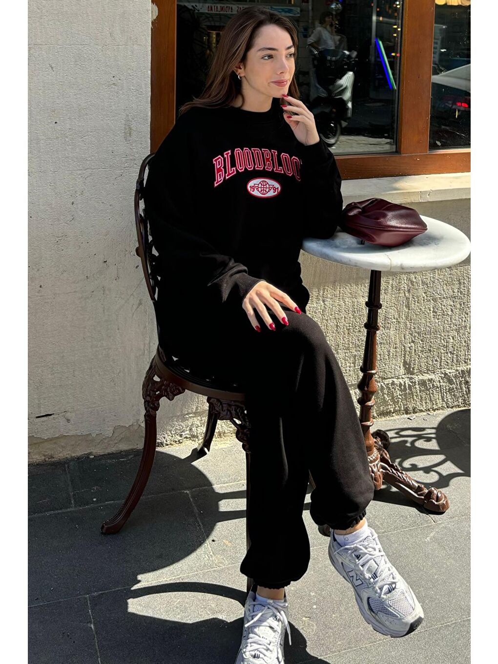 Siyah Bisiklet Yaka Alt Üst Eşofman Takım Mg2213-4