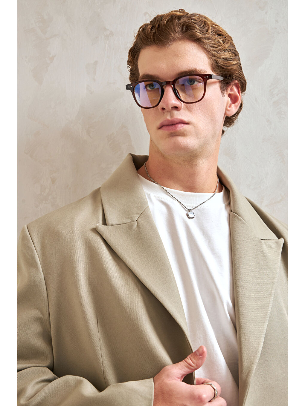 Haki Erkek Oversize Blazer Ceket-3