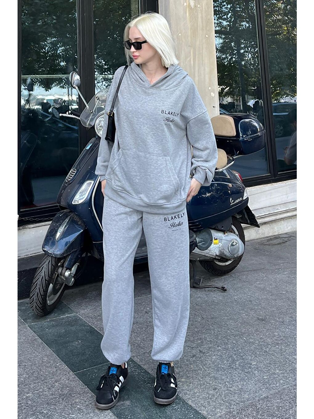 Grimelanj Kapüşonlu Sırt Baskılı Kadın Eşofman Takımı Mg2187-4