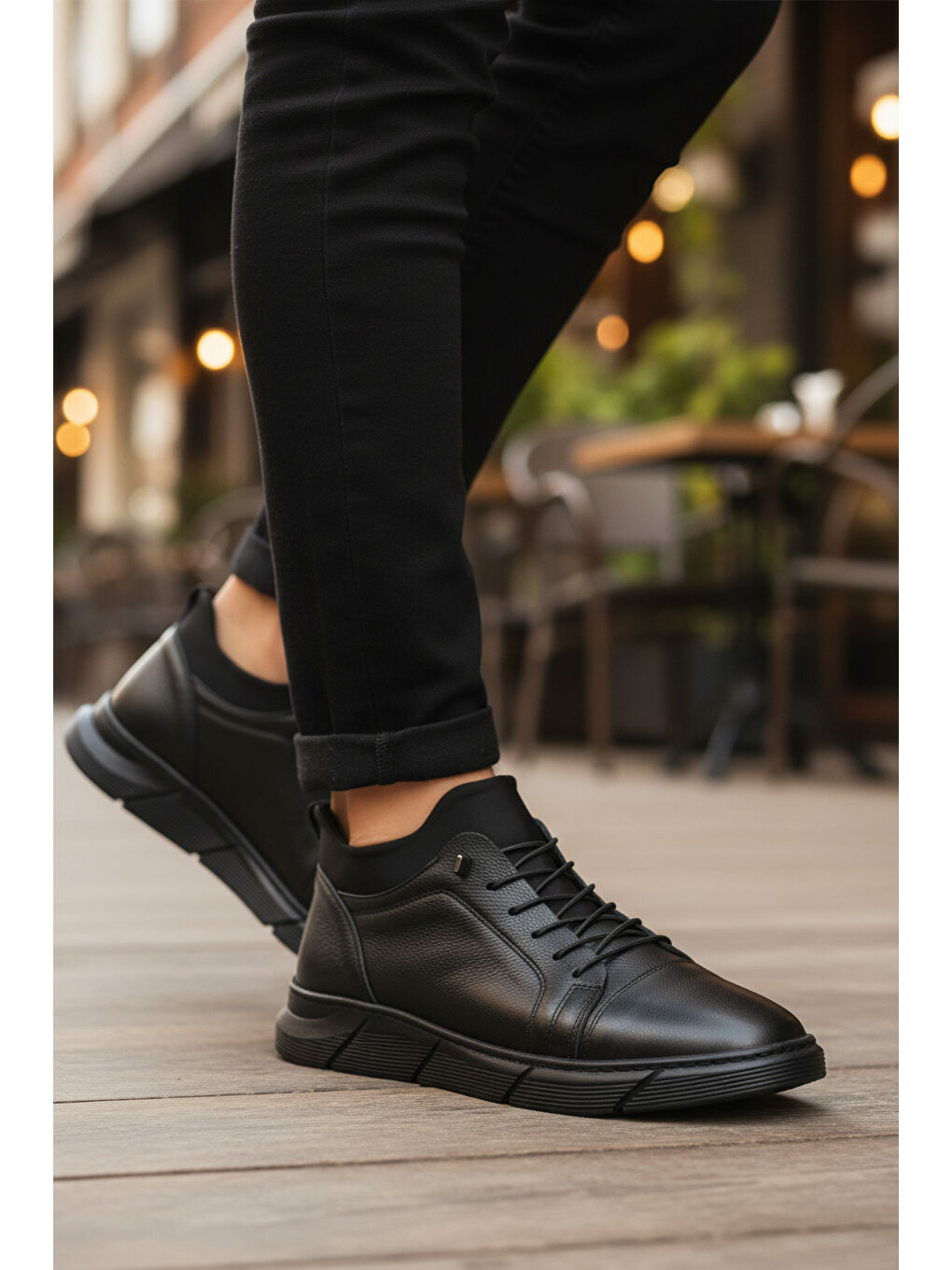 Siyah Hakiki Deri Ortopedik Erkek Casual Ayakkabı 142 M-2