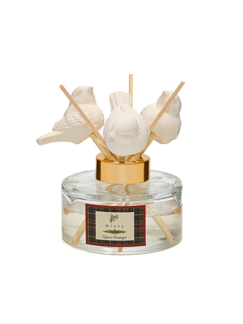 Ekru Yılbaşı 150 ml Kuş Seramik Taş Bambu Çubuklu Spice Orange Oda Kokusu