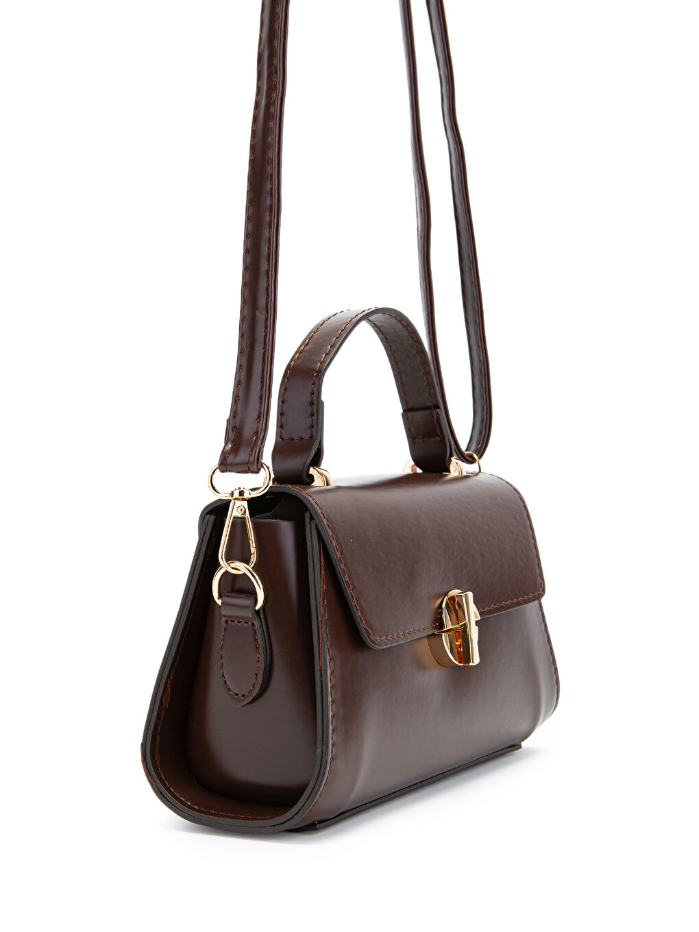 Uzun Askılı Suni Deri Kadın Çapraz Çanta Lenora Kahverengi-3