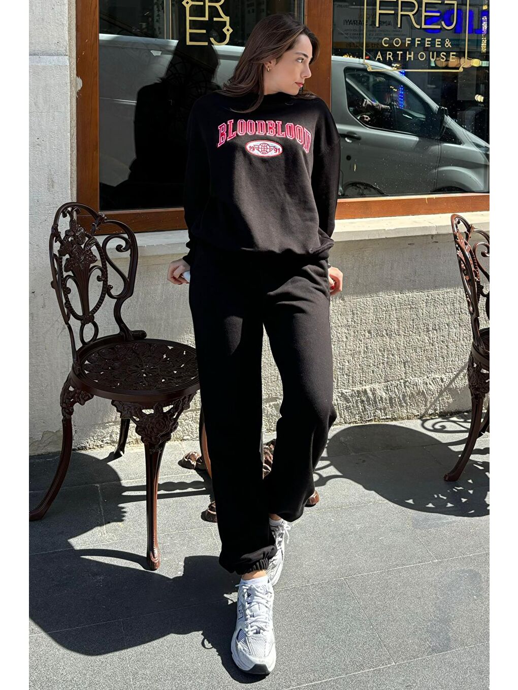 Siyah Bisiklet Yaka Alt Üst Eşofman Takım Mg2213-5