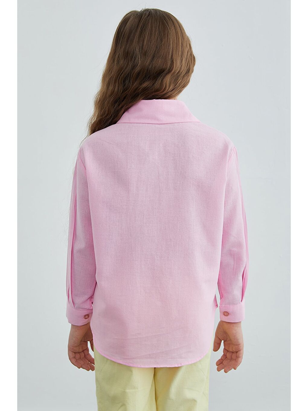 Pembe %100 Pamuk Flamlı Kız Çocuk Gömlek-4