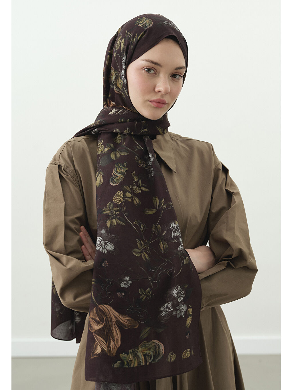 Bordo GISELE DESENLİ PAMUK VİSKON ŞAL BORDO