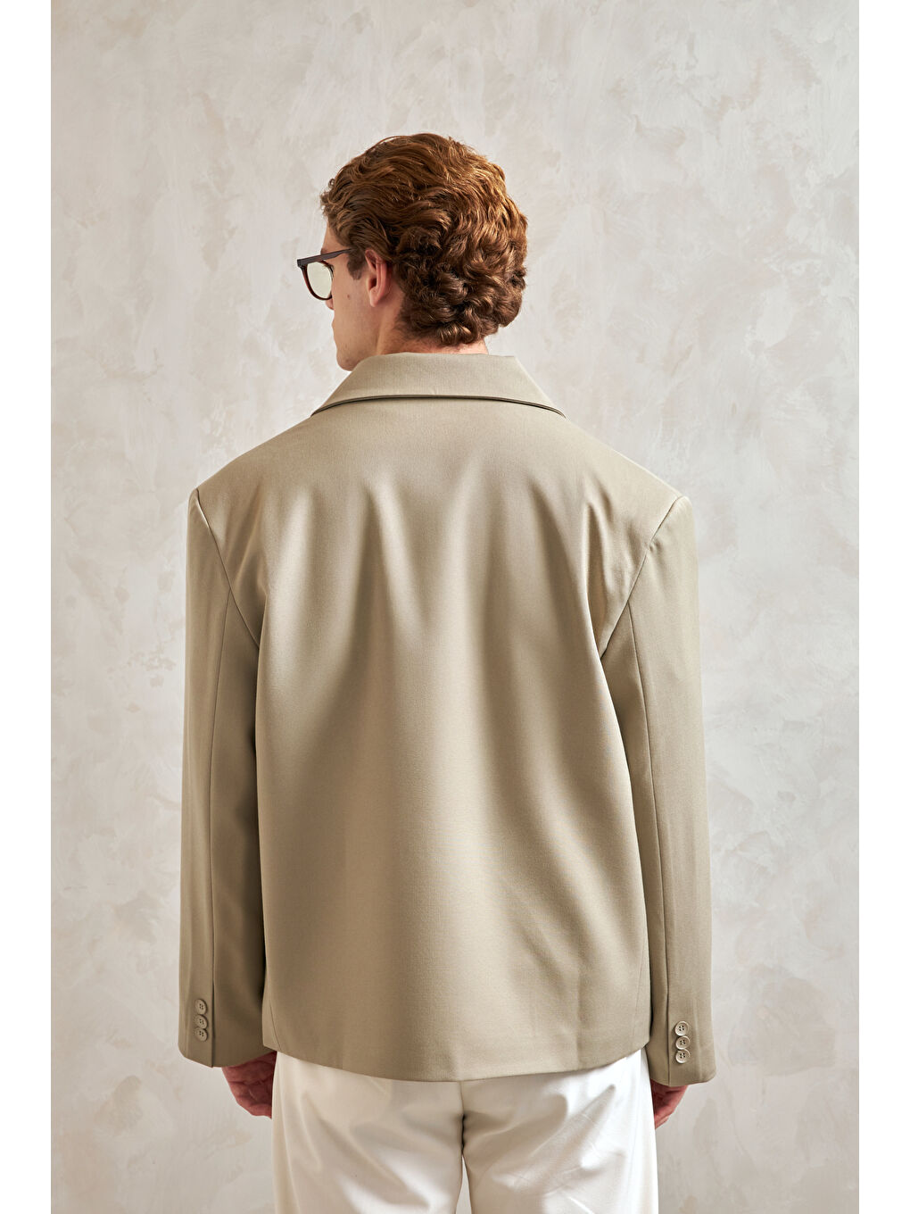 Haki Erkek Oversize Blazer Ceket-6