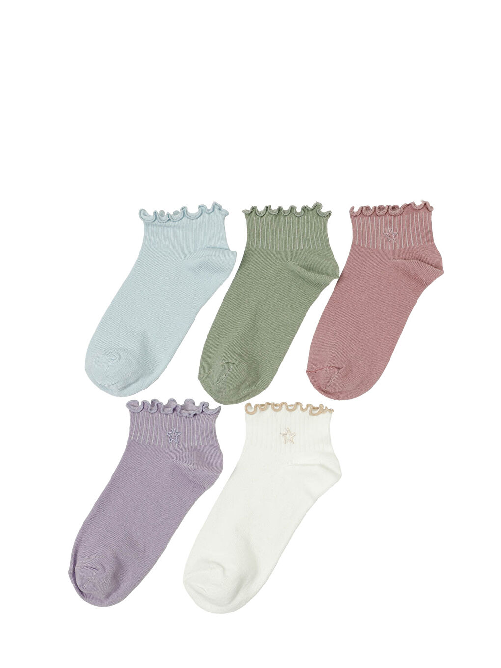 Karışık YILDIZ NKS 5 LI PTK-W 5PR Çok Renkli Kadın 5'li Patik Çorap