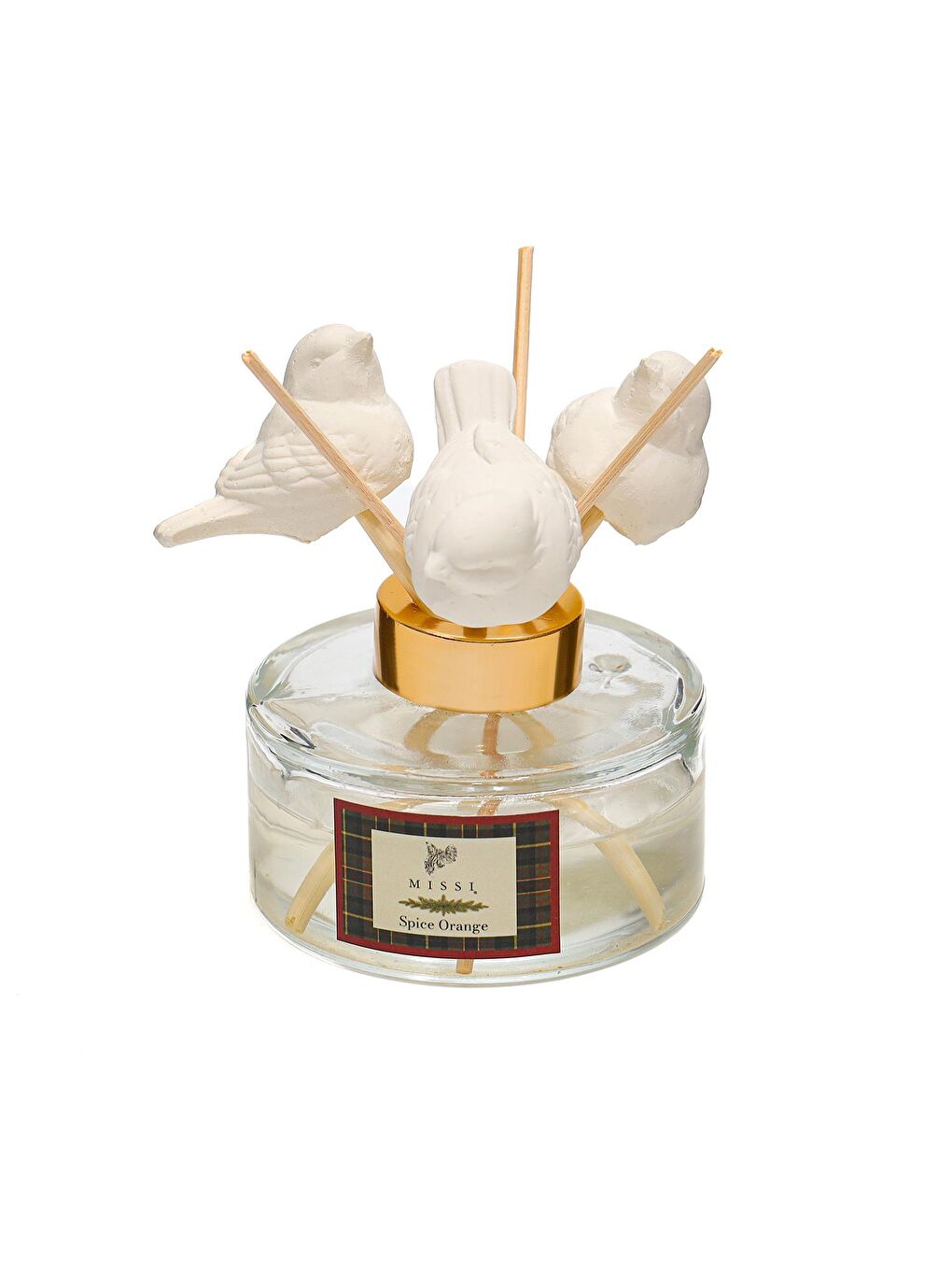 Ekru Yılbaşı 150 ml Kuş Seramik Taş Bambu Çubuklu Spice Orange Oda Kokusu-1