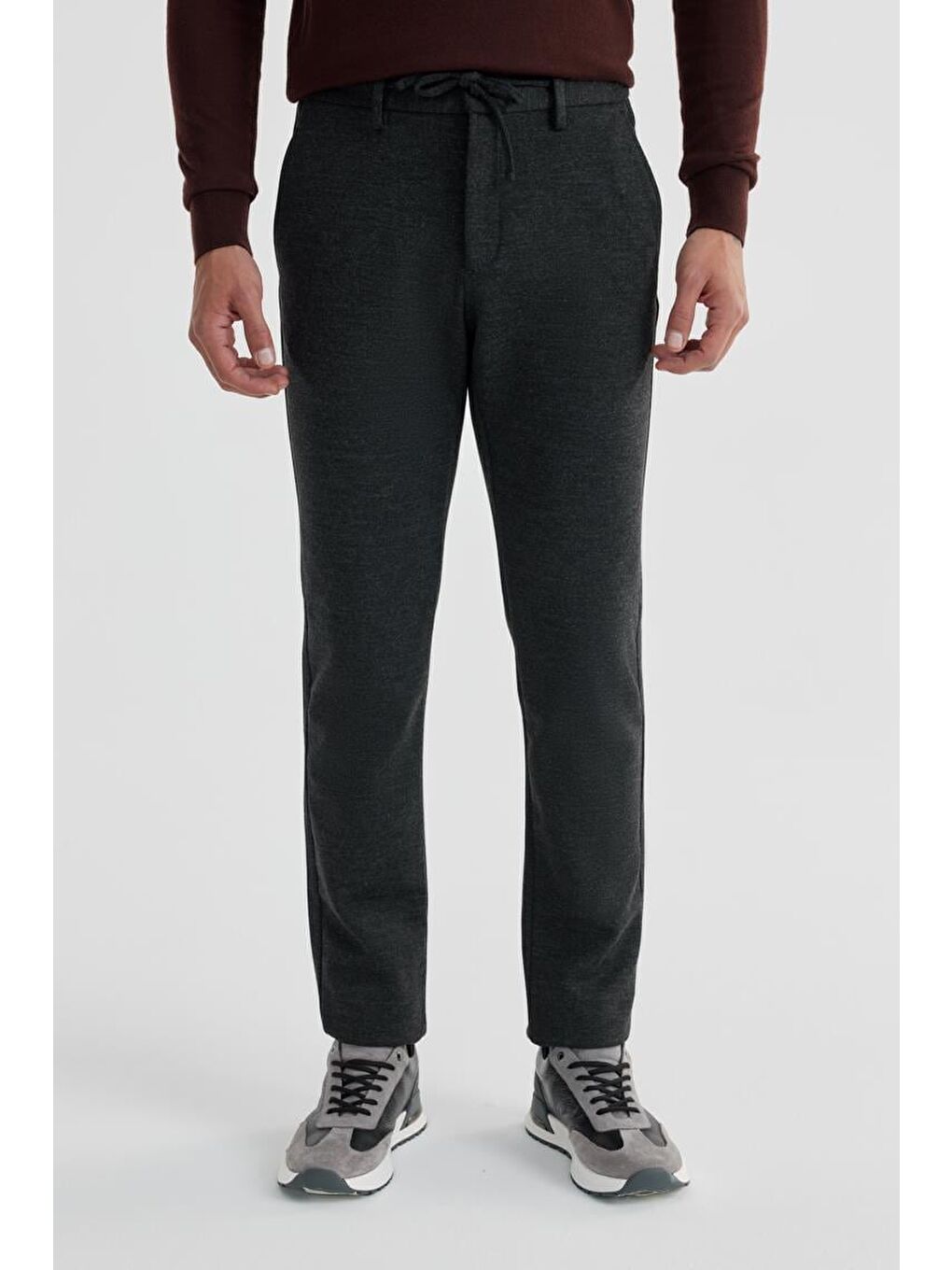 Antrasit Comfort Fit Beli Lastikli Yan Cep Jogger Pantolon-1
