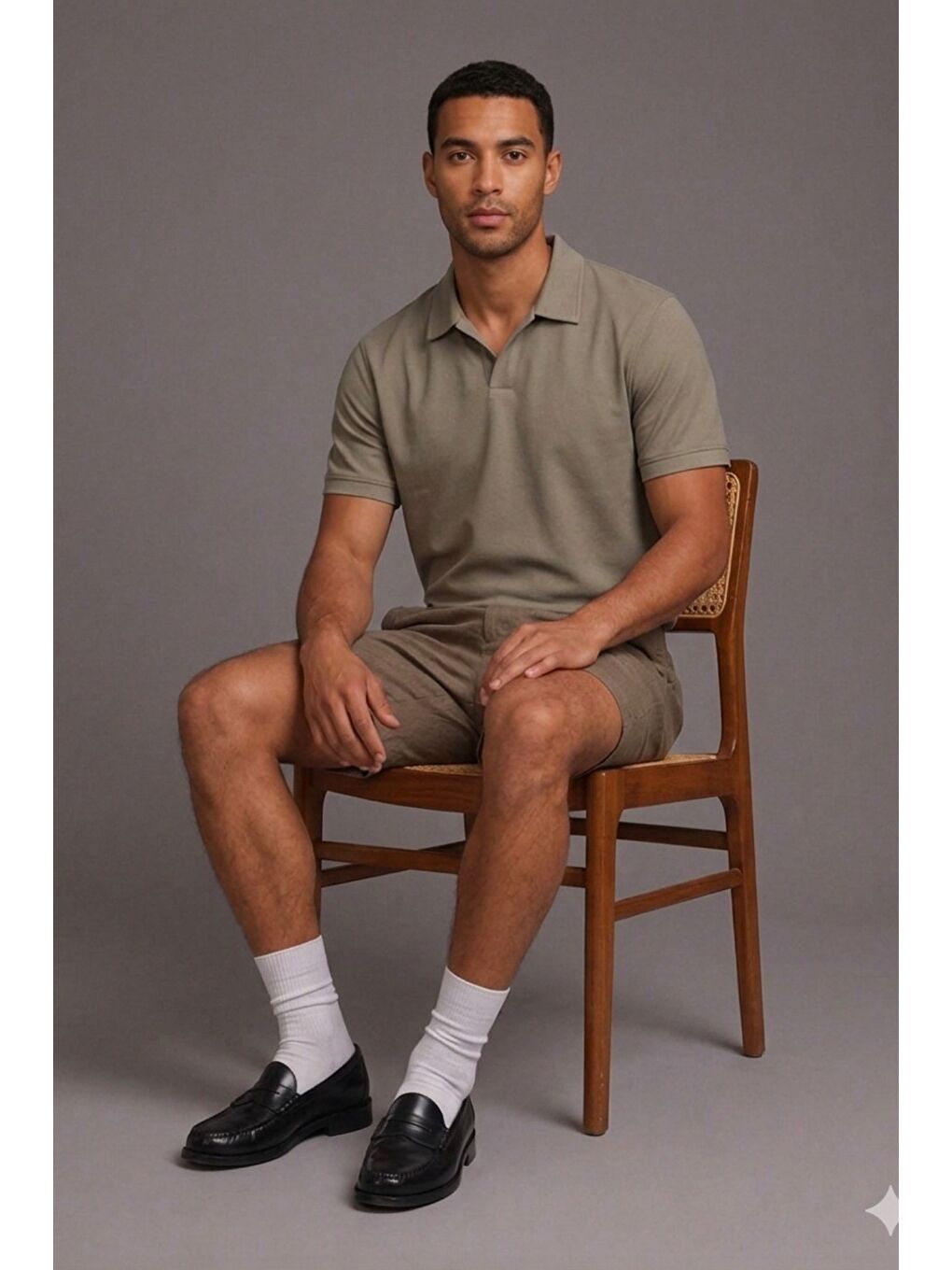 Kahverengi Erkek %100 Pamuk Linen Şort Rahat Kesim Yazlık Şort-2