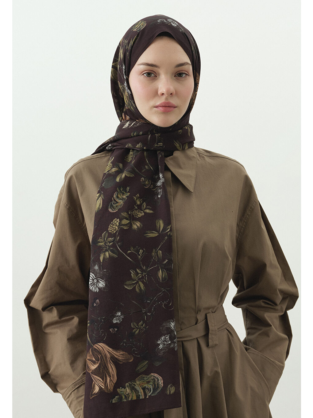 Bordo GISELE DESENLİ PAMUK VİSKON ŞAL BORDO-2