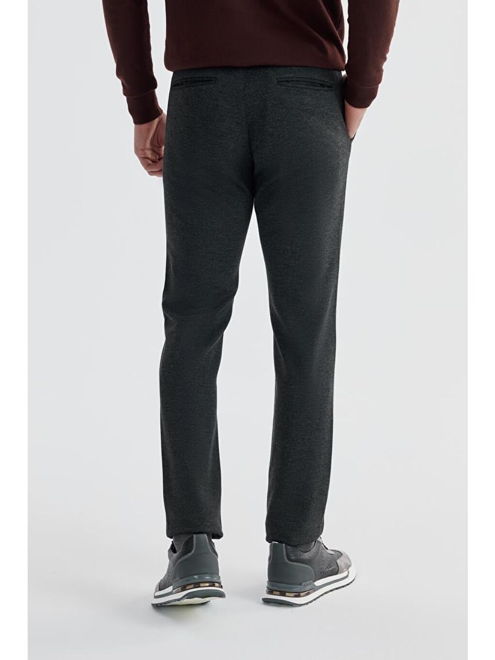 Antrasit Comfort Fit Beli Lastikli Yan Cep Jogger Pantolon-3
