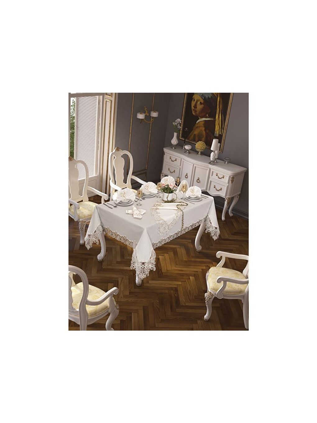 Karışık Serenay Masa Örtüsü 26 Parça Krem-3