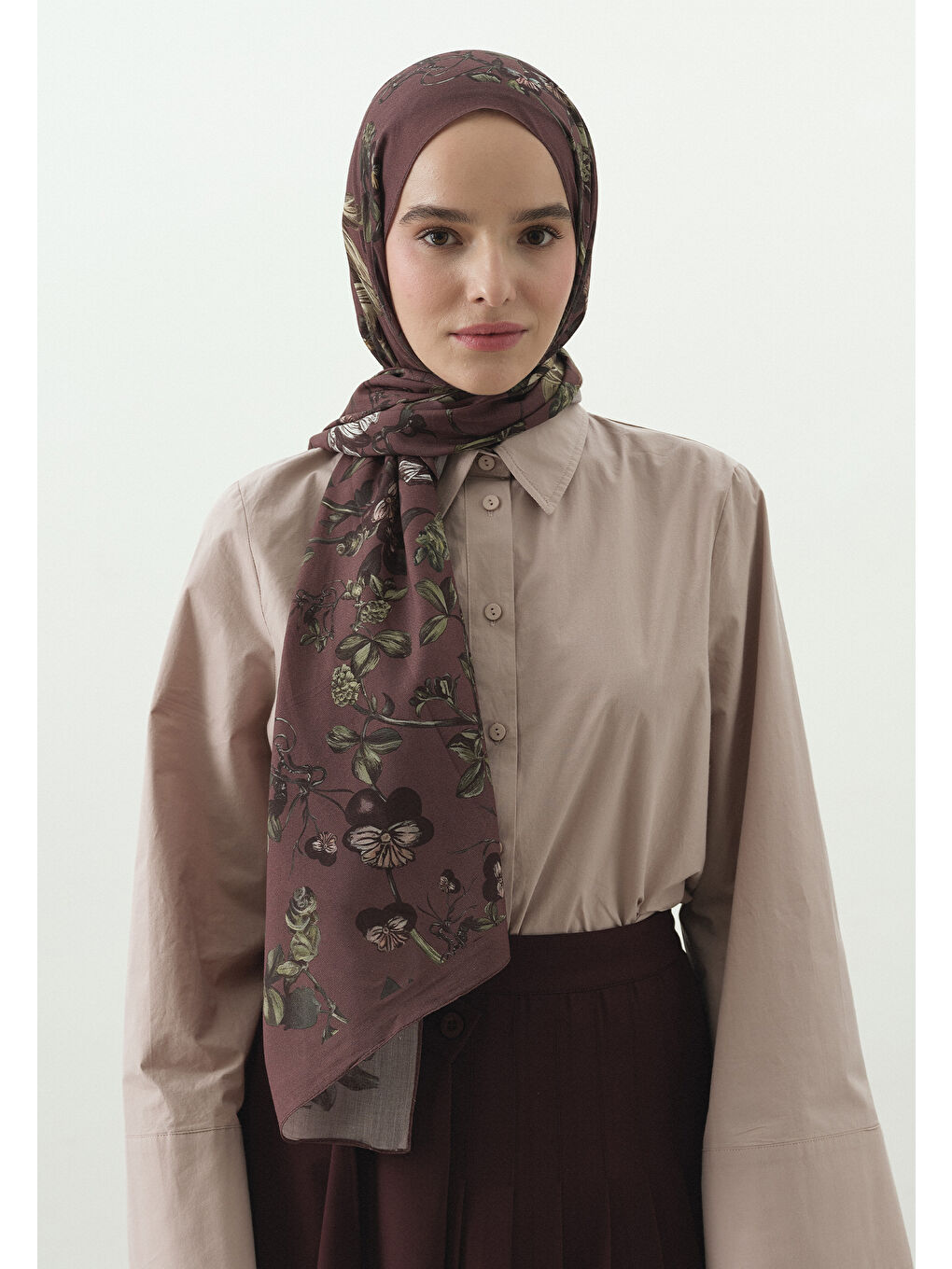 Pembe GISELE DESENLİ PAMUK VİSKON ŞAL GÜLKURUSU-1