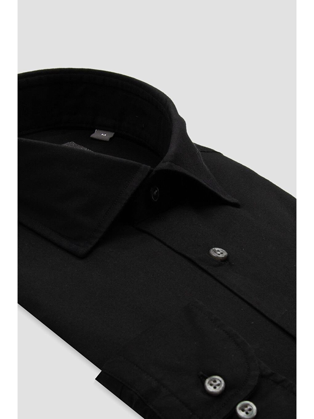 Piero Gabardin Pamuklu Comfort Fit Siyah Klasik Yaka Erkek Düz Gömlek-1