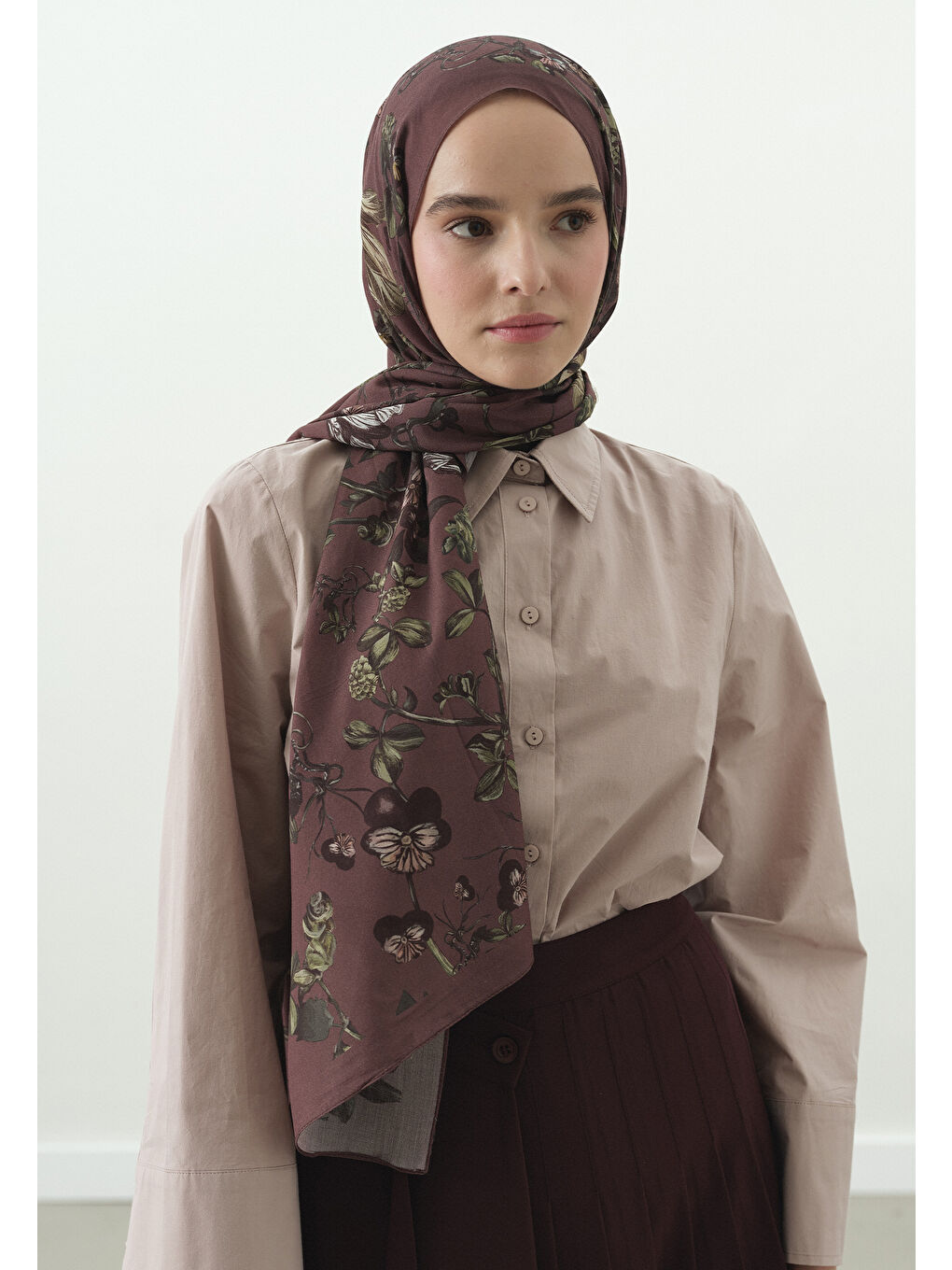 Pembe GISELE DESENLİ PAMUK VİSKON ŞAL GÜLKURUSU-2