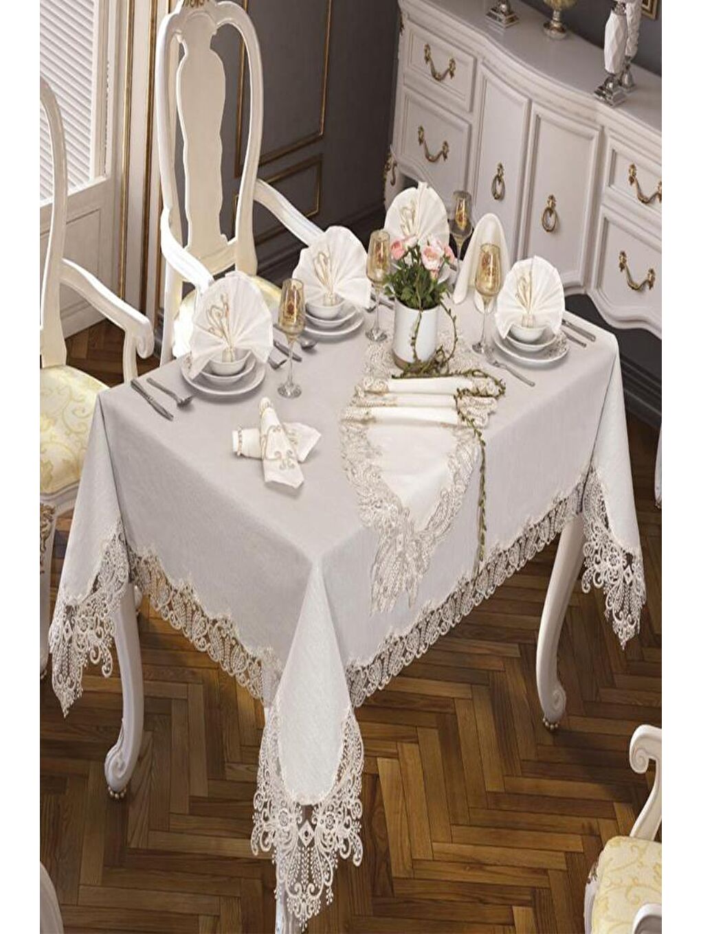 Karışık Serenay Masa Örtüsü 26 Parça Krem-4