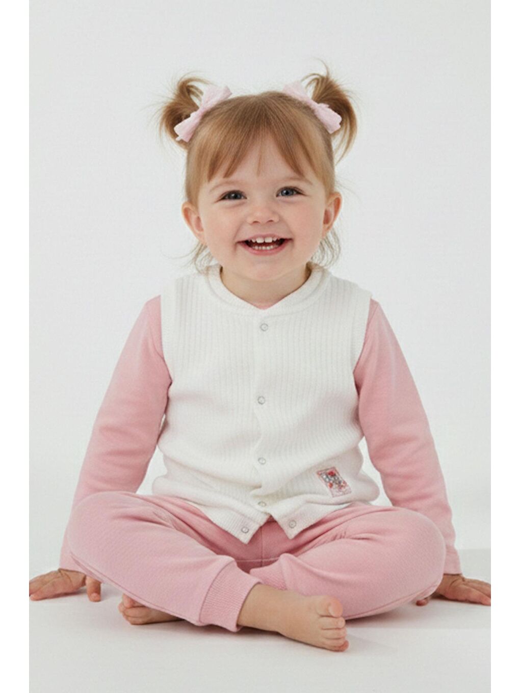 Kız Bebek Yelek Çıtçıtlı Balonlu Sevimli Ayıcık Armalı Ekru (4 Ay-4 Yaş)-1