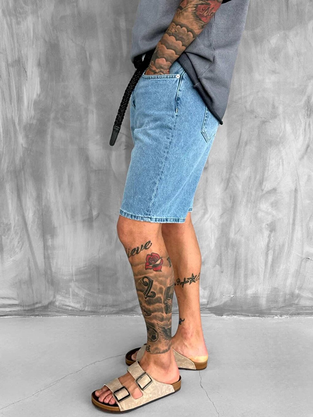 Erkek Regular Fit Jean Şort Mavi-2