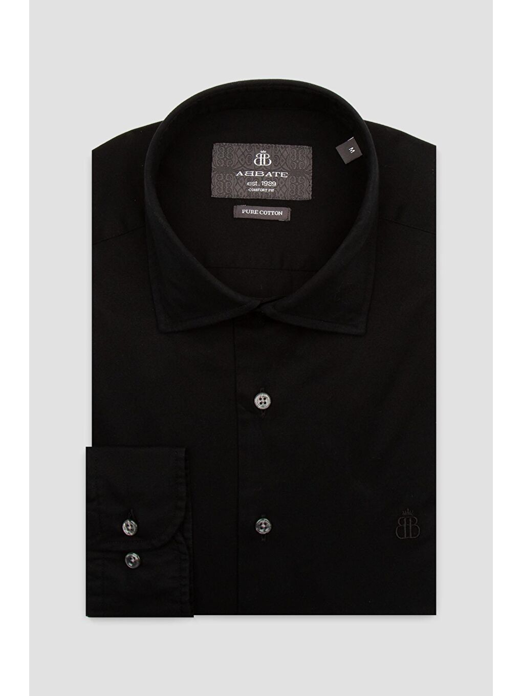 Piero Gabardin Pamuklu Comfort Fit Siyah Klasik Yaka Erkek Düz Gömlek-4