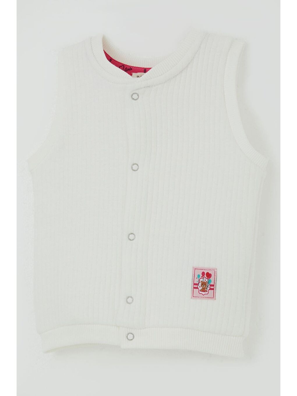 Kız Bebek Yelek Çıtçıtlı Balonlu Sevimli Ayıcık Armalı Ekru (4 Ay-4 Yaş)-3