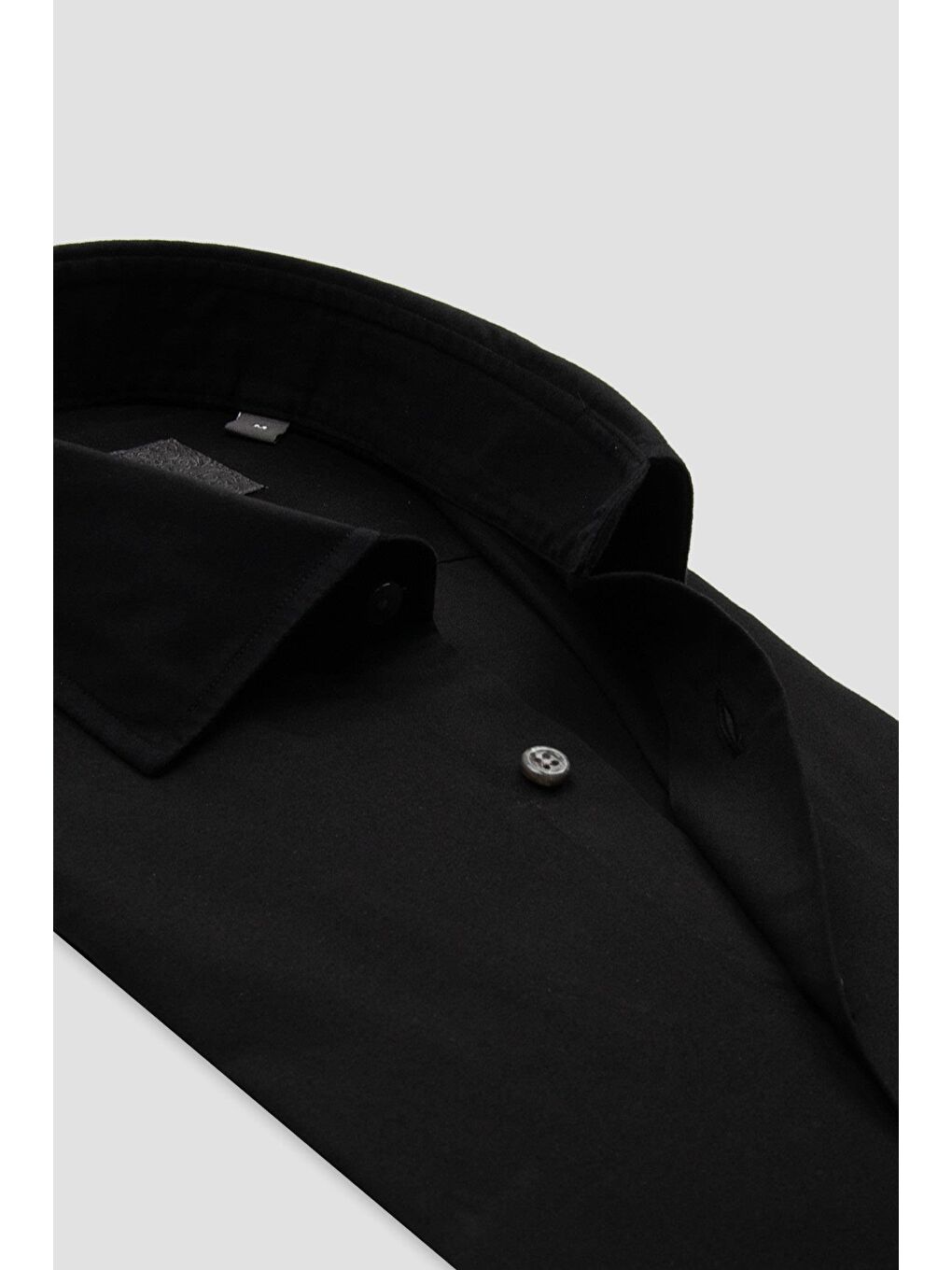 Piero Gabardin Pamuklu Comfort Fit Siyah Klasik Yaka Erkek Düz Gömlek-5