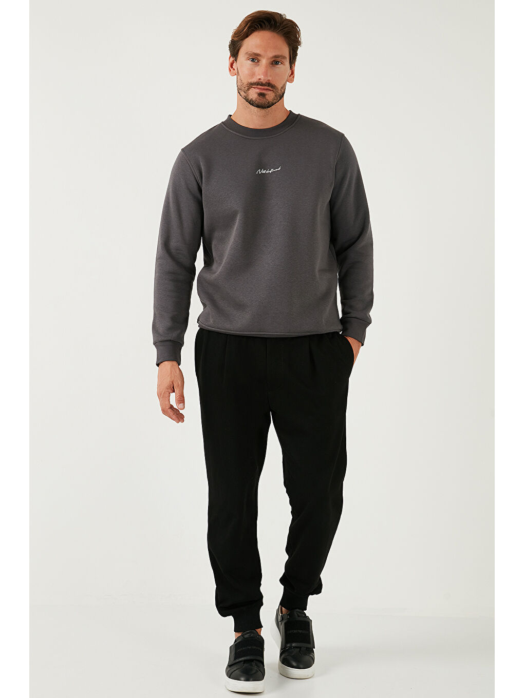 Buratti Antrasit Pamuklu Regular Fit Bisiklet Yaka Erkek Sweatshirt 59050121 - 1