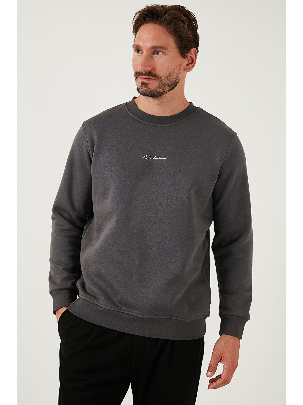 Buratti Antrasit Pamuklu Regular Fit Bisiklet Yaka Erkek Sweatshirt 59050121 - 3