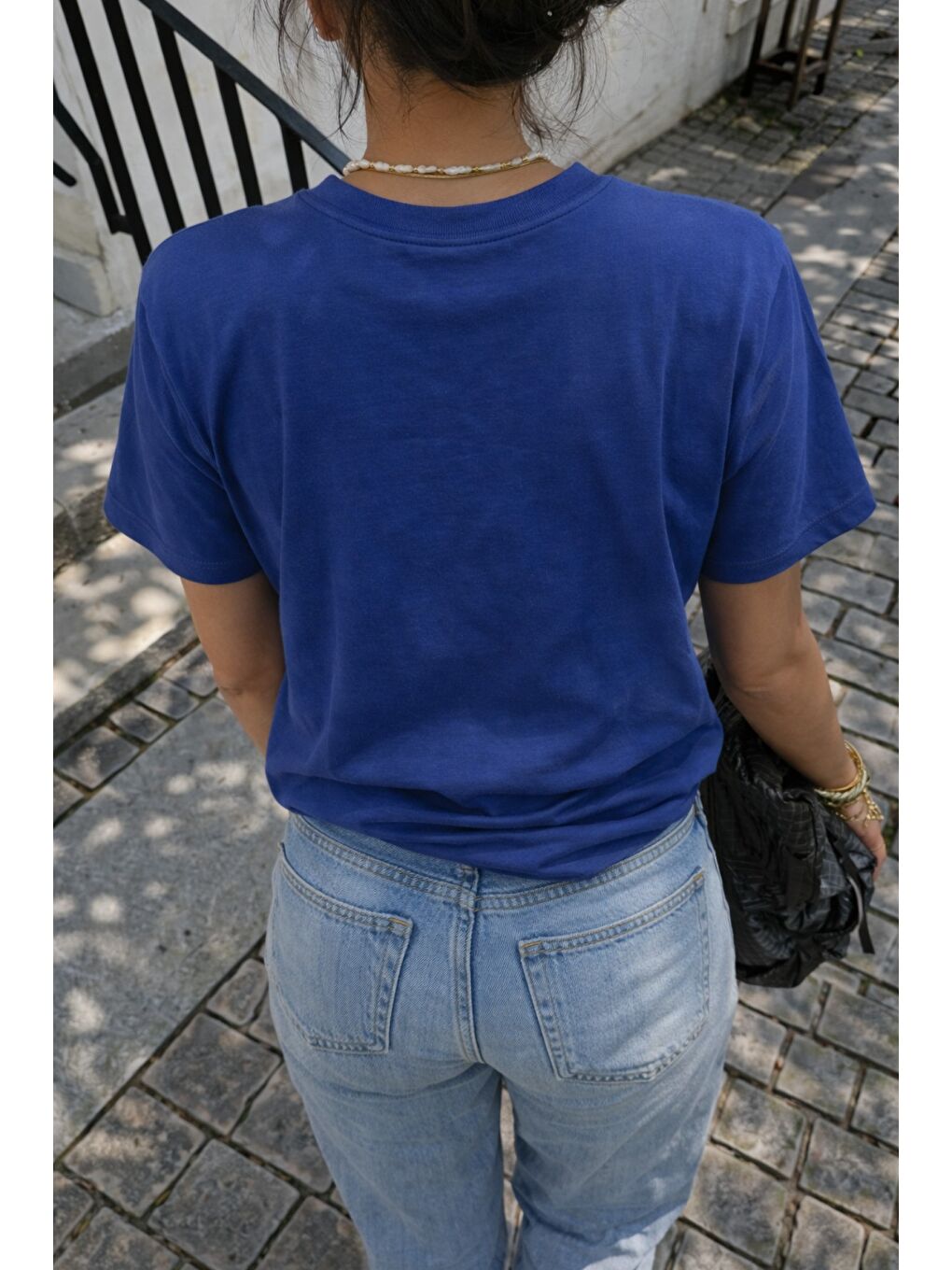 Lacivert Panda Baskılı Unisex Basic Tişört – Rahat Kesim Günlük Stil-1