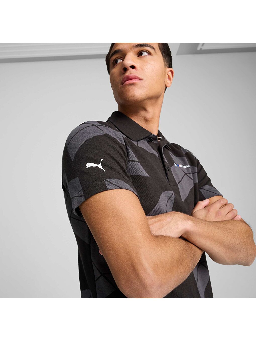 Siyah BMW M Motorsport Erkek Jacquard Polo-2