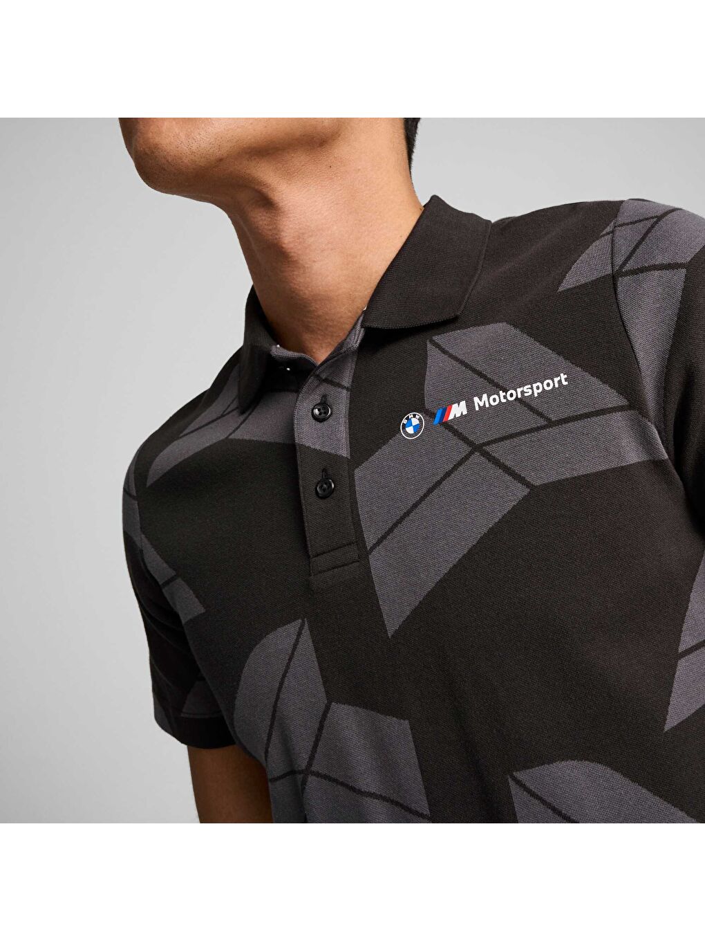 Siyah BMW M Motorsport Erkek Jacquard Polo-5