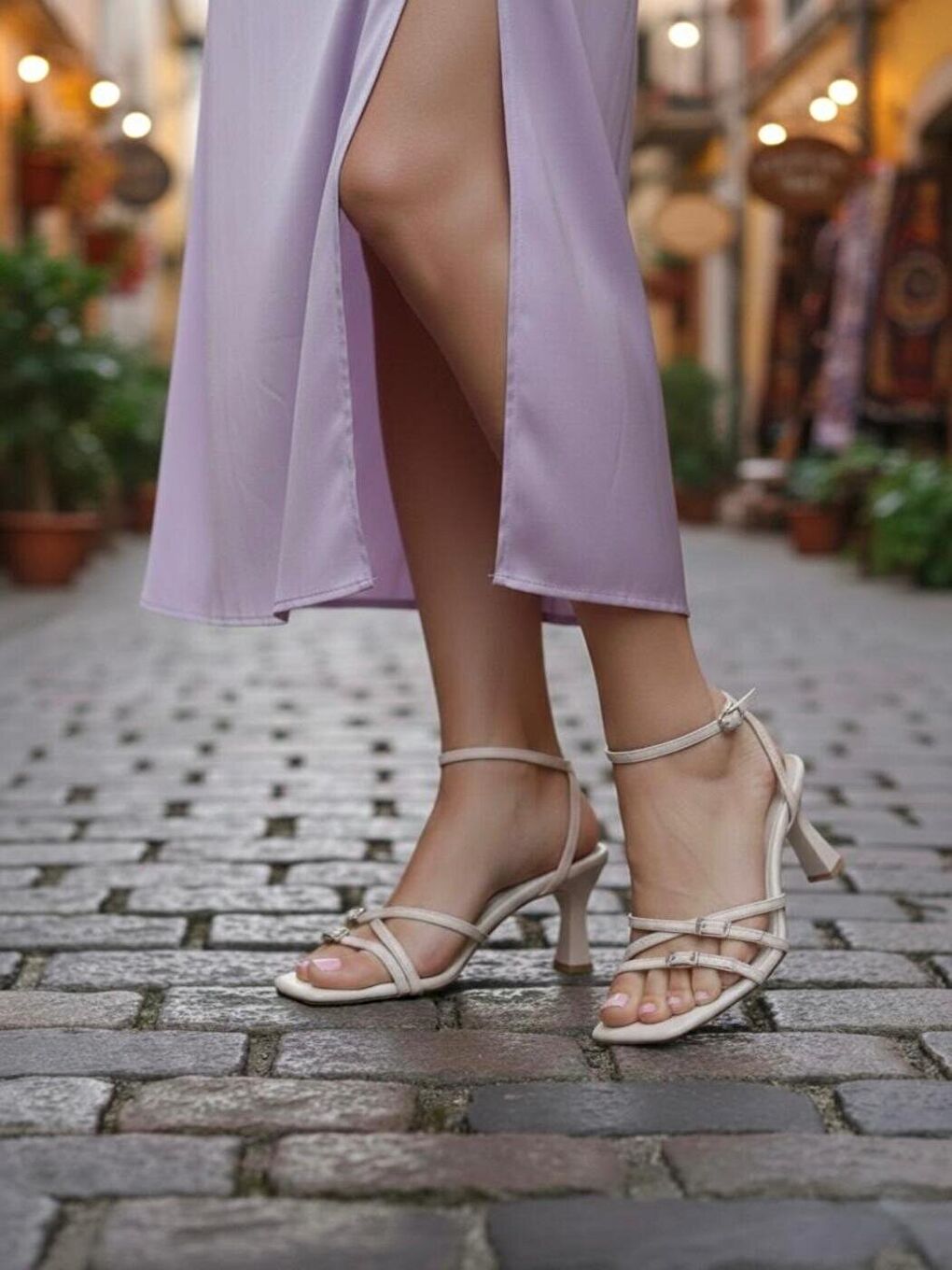 Kadın Adel Bej Cilt Klasik Topuklu Sandalet-2