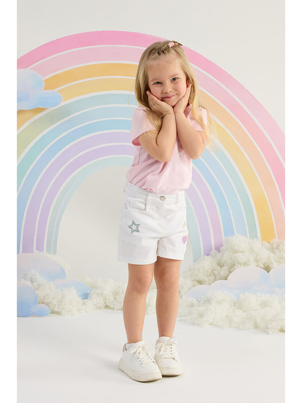 Kız Çocuk Jean Şort 2-6 Yaş Beyaz