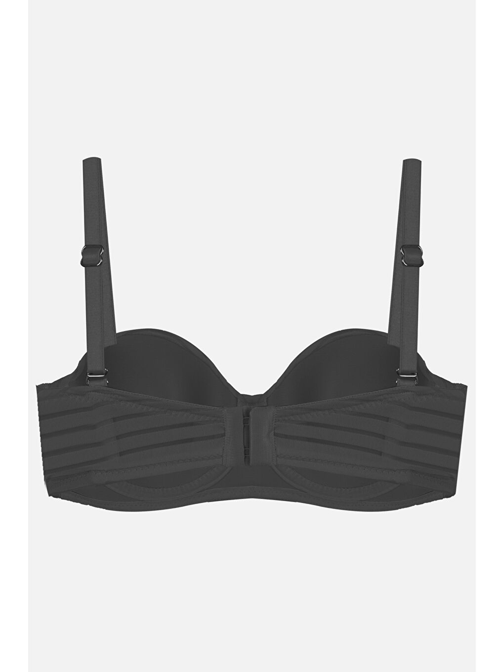 Siyah 2'Lİ PAKET - Kadın Dolgusuz Transparan Çizgili Toparlayıcı Straplez Sütyen-3