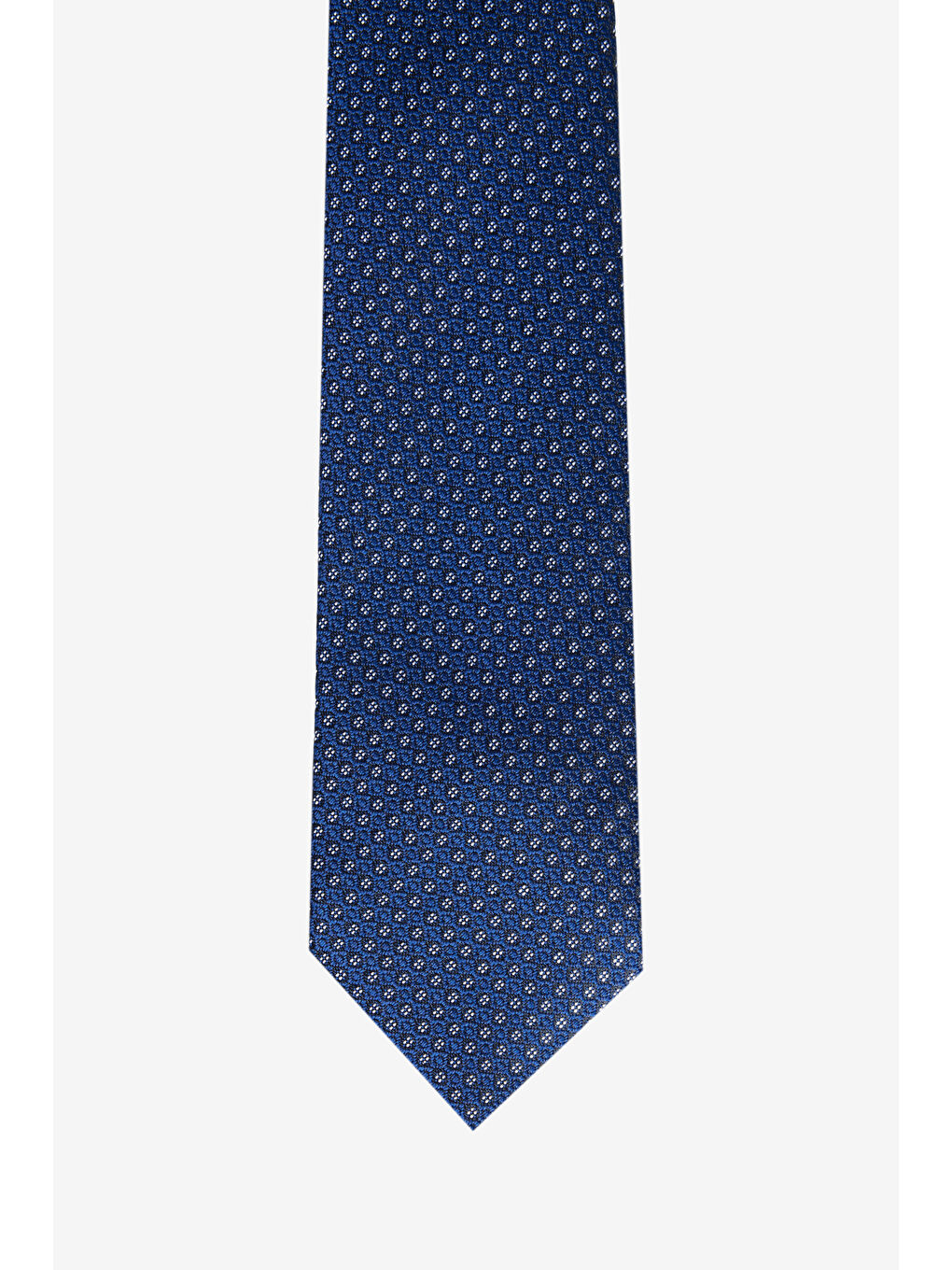 Erkek Lacivert-Beyaz Desenli Kravat-1